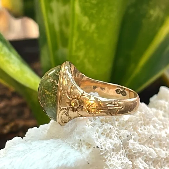 10k Rose Gold Connemara Marble cabochon Ring